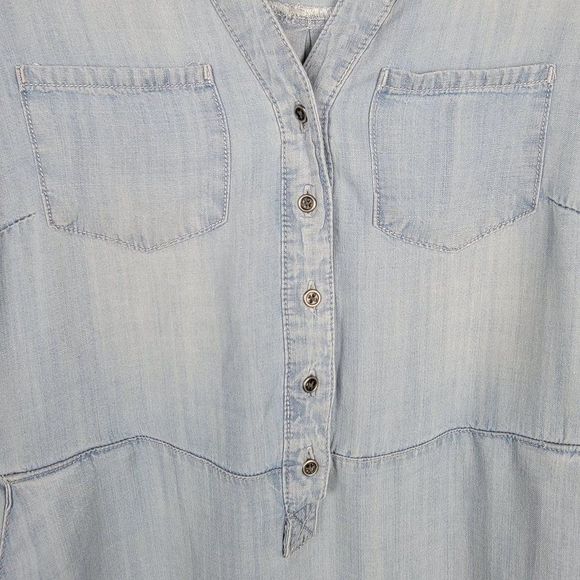 Cato Chambray Light Wash Button Up Long Sleeves Straight Fit Dress Size S - Picture 4 of 11